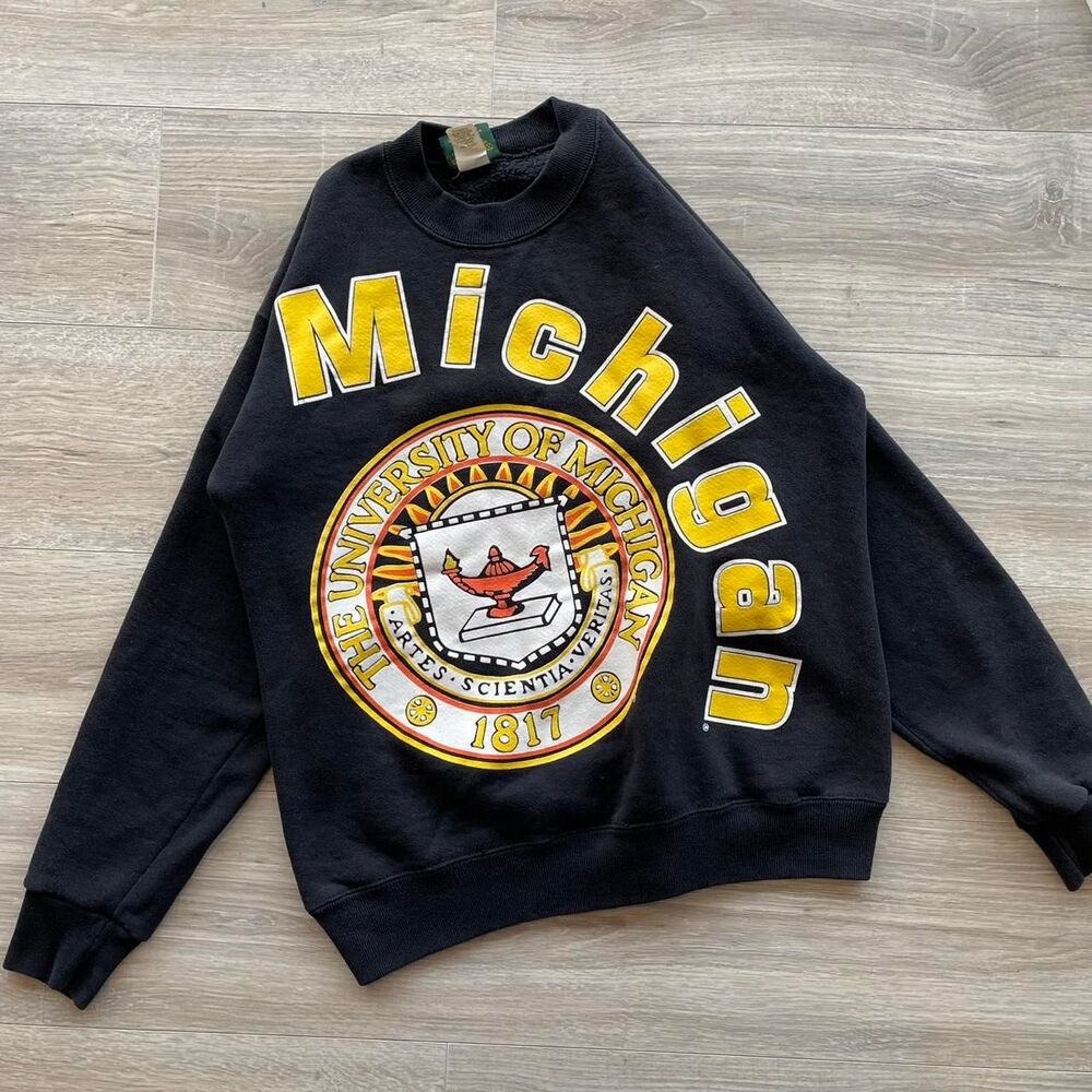 Vintage 90's University of Michigan Sweatshirt Unisex Medium Streetwear RARE Lad